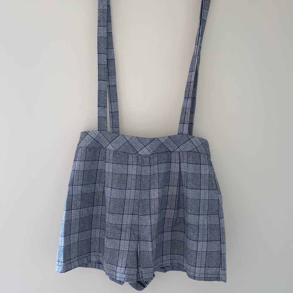 Plaid Suspender Shorts Sipper Adjustable S